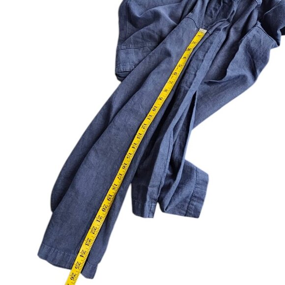 Anthropologie Pilcro Linen Blend Beach Cargo Pants, Blue, Wide Leg, Tie Waist,XL - Picture 8 of 12